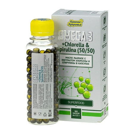 Масло льняное "Компас Здоровья" со спирулиной и хлореллой 54гр