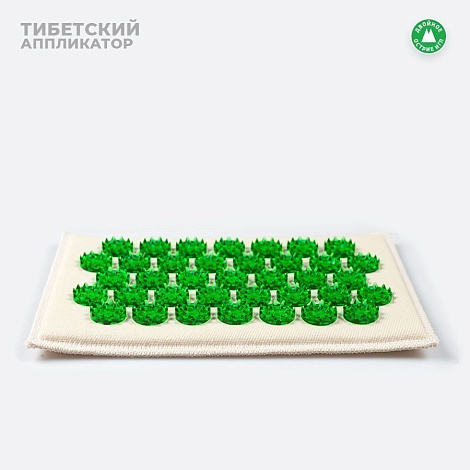 Массажер "Тибетский аппликатор" на мягкой подложке 12*22см цв. зеленый