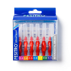Набор межзубных ершиков Pesitro 0,7 оранжевые (мм красный) 6 шт.