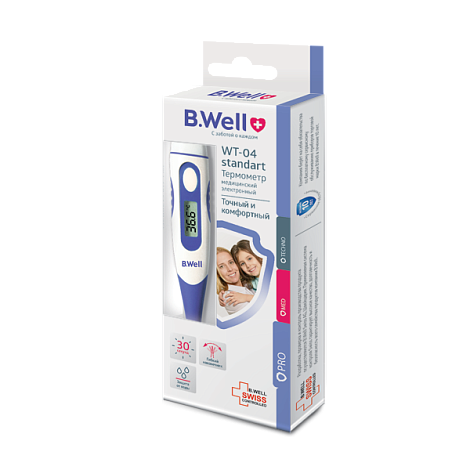 Термометр медицинский электронный B.Well WT-04 standart гибкий 30 сек