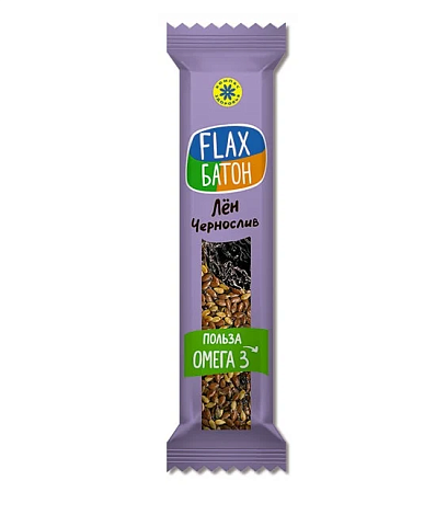 Конфета грильяжная льняная "Flax-батон" чернослив 30гр Компас Здоровья