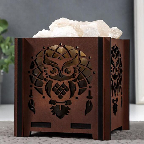 Светильник соляной "Ловец снов" с диммером, белая соль, 12*12*15см, 1,4кг