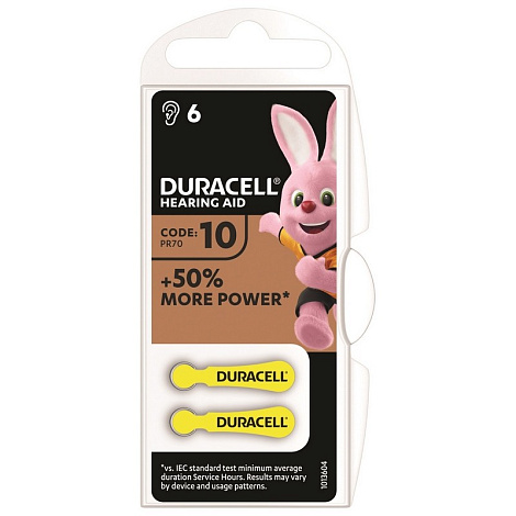 Батарейка DURACELL ZA10 для слух. аппаратов бл/6