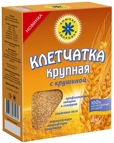 Клетчатка пшеничная крупная с крушиной 150г Компас Здоровья