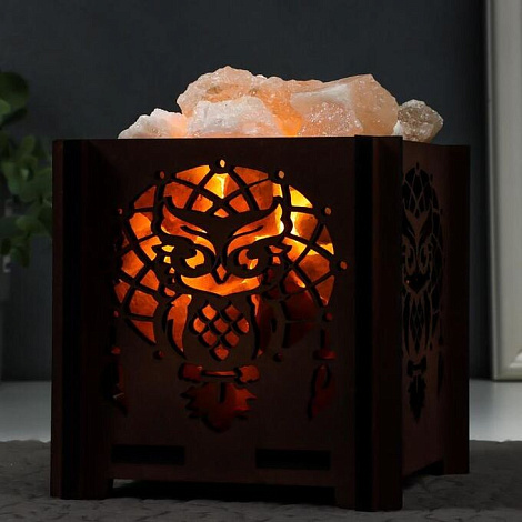 Светильник соляной "Ловец снов" с диммером, белая соль, 12*12*15см, 1,4кг